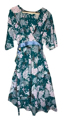 Vestido DVF Diane von Furstenberg ELOISE efecto envolvente seda asimétrico talla s verde Foto 1 de 4