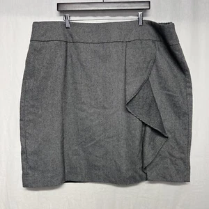 Talbots Wool Blend Short Skirt Size 24w Plus Gray Ruffle Lined Tweed Academia - Picture 1 of 8