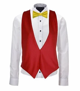 Adults Spain Espania National Flag Backless Waistcoat & Bowtie Fancy Dress - Picture 1 of 3