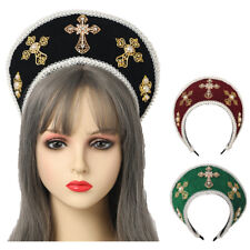 Renaissance Tudor Women Hood Coronet Headwear Headpiece  Royal French Gold Cross