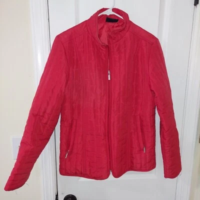 Jane Ashley Red Quilted Zip-up Jacket Size Medium RN 59451 - Image 1 of 4