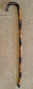 34" Cane Two tone wood Walking Stick curved handle vintage Handmade Wooden - Picture 1 of 7