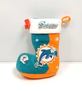 NFL Miami Dolphins Holiday Christmas Stocking Snowflake Team Beans - Picture 1 of 4