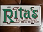 Plaque d'immatriculation vintage années 90 Rita's eau glacée panneau publicitaire crème glacée Philly PA