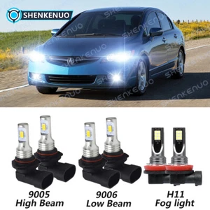 6X Combo LED Headlight High Low Beam Fog Light Bulbs Kit For Acura CSX 2006-2011 - Picture 1 of 12