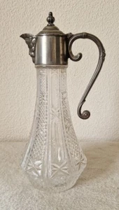 VINTAGE SILVER PLATE & CUT GLASS CARAFE CLARET JUG 850ml - Picture 1 of 10