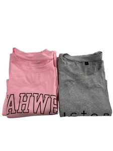 Shein Curve 1XL Pink Yahweh T-Shirt & Grey Victory XL Christian Graphic Tee - Picture 1 of 12