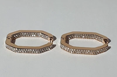 Swarovski Dextera Kreolen Achteckform, Groß, L Weiß, Roségold-Legierungsschicht - Bild 1 von 4