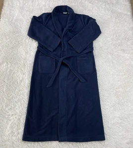 LL Bean Robe Womens Medium Blue Winter Fleece Wrap Front Belted Housecoat Lounge - Picture 1 of 14
