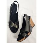 Ugg Women's Sz. 7 Peep Toe Patent Leather Cork Wedge Sandals In Pewter