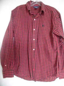  Ralph Lauren Boys Red Green  plaid Button Down Dress Casual  Shirt  Sz L - Picture 1 of 3
