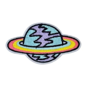 EARTH SATURN RINGS PLANET OUTER SPACE COSMOS ART IRON ON PATCH 1.6" X 2.75" - Picture 1 of 2