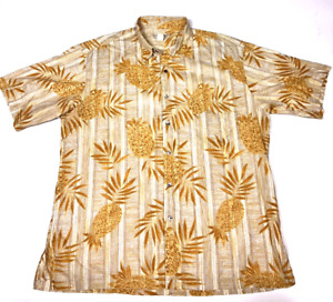 Tori Richard Shirt 100% Cotton Gold Floral Hawaiian Vacation Men's L