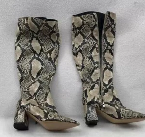 Stivali Marc Fisher donna Retie marroni pelle di serpente scarpe al ginocchio con zip taglia media - Foto 1 di 9