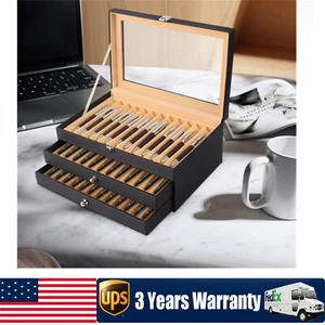 36 Fächer Füllfederhalter Leder Vitrine Organizer Sammler Aufbewahrungsbox - Bild 1 von 18