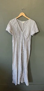 Max Studio Womens Blue Striped Short Sleeve Slip Dress Maxi Size 8 - Picture 1 of 3