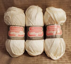 Lot of 3 Skeins Vintage Plantation Unger White Mercerized Cotton Yarn