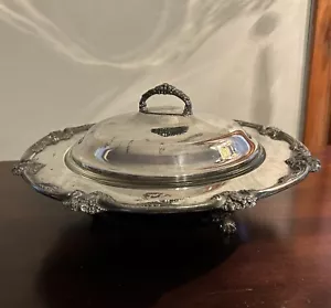 Vintage Silver Plated Chafing Dish With Glaswate Glass Dish 3 Piece Set, 15" - Picture 1 of 8
