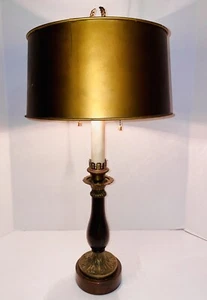 Vintage Paul Hanson Wood & Brass Table Lamp Double Light MCM *Rare* - Picture 1 of 16