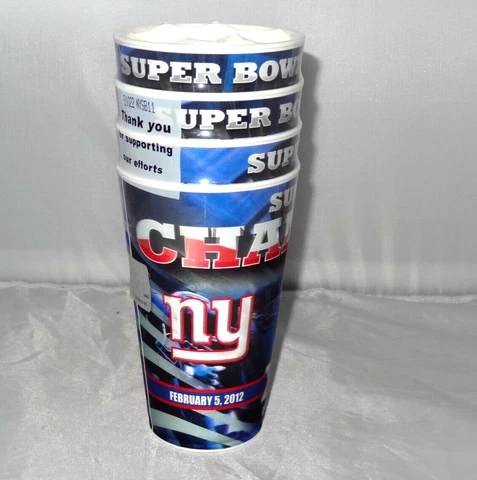 4 NY Giants Super Bowl 46 Champs Holographic 3D Capitol Spirit Plastic Cups Cover