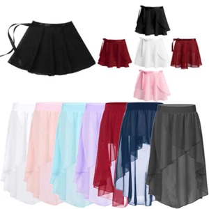 AU Kids Girls Ballet Wrap Skirts Chiffon Tie Up Dress Dance Practice Dancewear - Picture 1 of 69