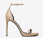 Saint Laurent Classic Jane Nude Powder Patent Leather Ankle Strap Sandal 36 NIB
