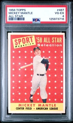1958 TOPPS AS #487 MICKEY MANTLE PSA 4 - Image 1 of 2