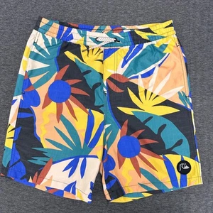 Quiksilver Swim Trunks Vibrant Colorful Tropical Palm Print Recycled Fabric XL - Picture 1 of 10