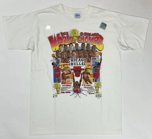 1993 Chicago Bulls 3 Time NBA World Champs Shirt Adult L Vintage Comic Strip Salem - Bild 1 von 12