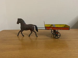 Blech Pferdewagen antik frühes amerikanisches Spielzeug RA-46 - Bild 1 von 6