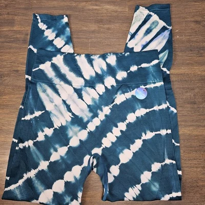 Victoria’s Secret Pink Womens Seamless Blue Green White Tie Dye Leggings Size L - Image 1 of 4