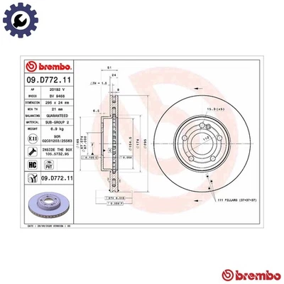 2x BRAKE DISC 09.D772.11 FOR MERCEDES-BENZ B-CLASS/Sports/Tourer A-CLASS 1.3L - Image 1 of 4