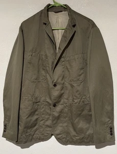 Banana Republic Mens 44R Linen Blend Preppy Khaki Safari Blazer Hidden Pockets - Picture 1 of 13