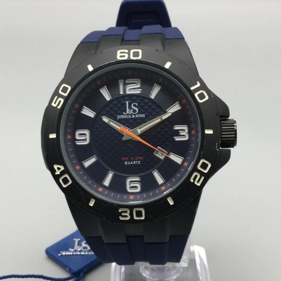 Reloj Joshua & Sons Hombre 48mm Fecha 3 ATM Azul Correa Silicona Deportivo JX-148BU Foto 1 de 4