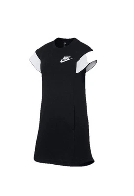 Nike Youth Girls Short Sleeve Brushed-back Fleece Dress Black SZ X-L CD7532-010 - Image 1 of 3