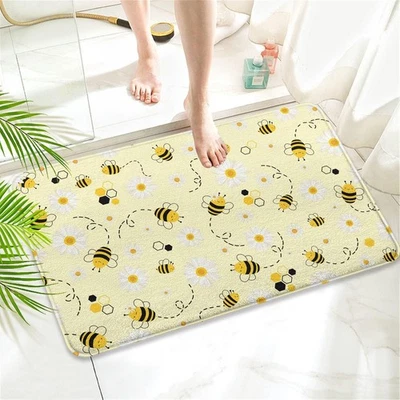 Коврик для ванны из кашемира с имитацией пчелы 17x27 дюймов, резиновый нескользящий быстросохнущий ковер - Изображение 1 из 4