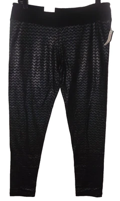 SO Womens Leggings  XL Printed Metallic Zigzag Black with Iridescent Blue Pink - Image 1 of 4