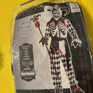 Sinister Jester Child Medium 8-10 4 Piece Halloween costume. Pants Are Missing. - Picture 1 of 5