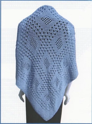 K1C2 Knit One Crochet Too Knitting Pattern 7325 Lace Lozenge Shawl - Image 1 of 2