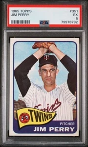 1965 TOPPS MLB BASEBALL CARD #351 JIM PERRY PSA 5 - Picture 1 of 2