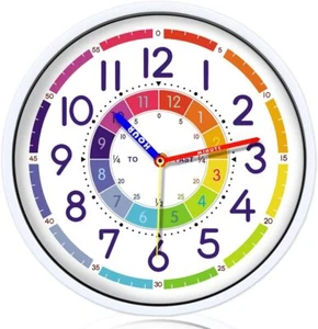 Time Teaching Clock 12 Inch Silent Wall Clock for Kids Learning Time, Silent ... - Picture 1 of 5