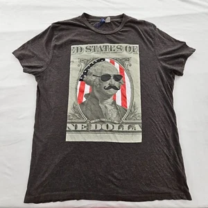 George Washington Sonnenbrille Schnurrbart US Dollar grau Kurzarm T-Shirt Herren L - Bild 1 von 9