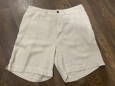 Caribbean Joe Silk 人造丝卡其色短裤,尺寸 10 浅棕褐色 — 第 1/4 张图片