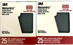 Hojas abrasivas de papel de lija de grano 600 Imperial húmedo o seco 3M 9" x 11" 50 piezas - Imagen 1 de 4