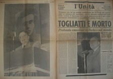 TOGLIATTI E' MORTO L'UNITA' 22/8/1964 ORIGINALE NEWSPAPER QUOTIDIANO