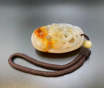 Chinese Agate Hand Carving Toggle, Beautiful Color, Sized For Hand Playing - Image 1 of 4