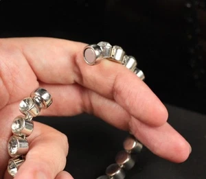 UK SPARKLY magnetic RHINESTONE BRACELET crystal SILVER TONE round stones BANGLE - Picture 1 of 5