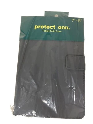 onn. Tablet Folio Gray Case for 7”- 8” Tablets with Built-In Viewing Stand - Image 1 of 3