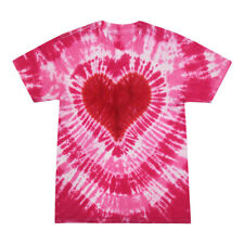Tie Dye T-Shirts Pink Heart Adult & Kids Sizes Colortone