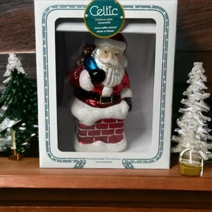 Keltisches Weihnachtsglas Ornament Weihnachtsmann Made in Poland Handarbeit - Bild 1 von 17